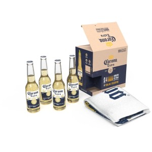 Kit Corona - 4 Coronas Long Neck 350ml e Toalha de Brinde
