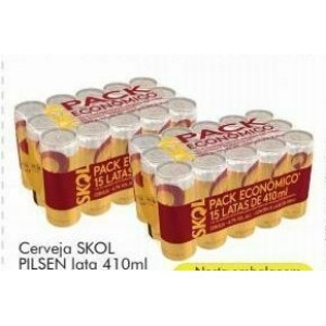 Cerveja Skol Multipack Lata 410 ml com 15 unidades